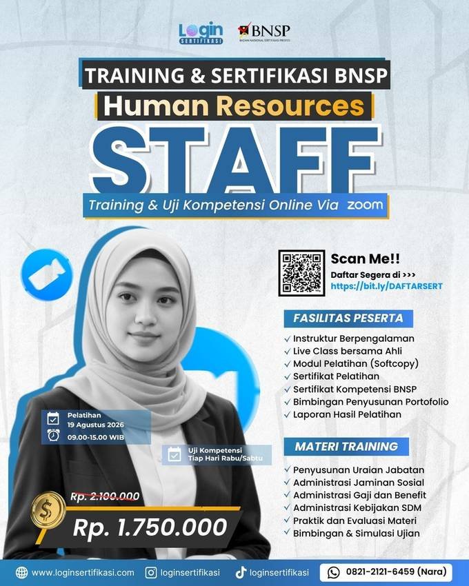 Sertifikasi BNSP HR Staff Agustus 2026