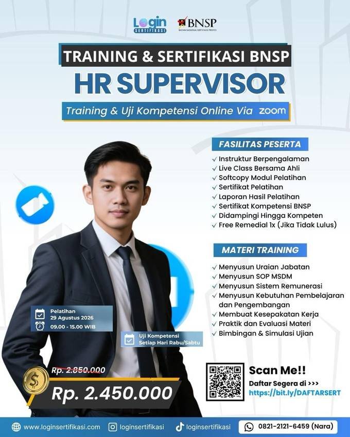 Sertifikasi BNSP HR Supervisor Agustus 2026