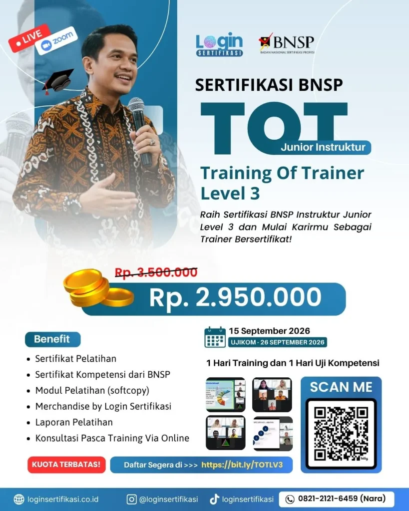 Sertifikasi BNSP TOT Level 3 September 2026