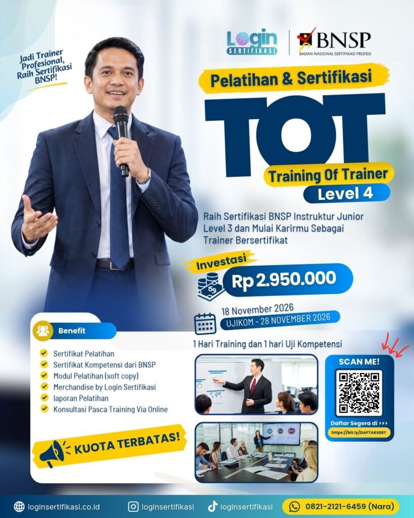 Sertifikasi BNSP ToT Level 4 Nov 2026
