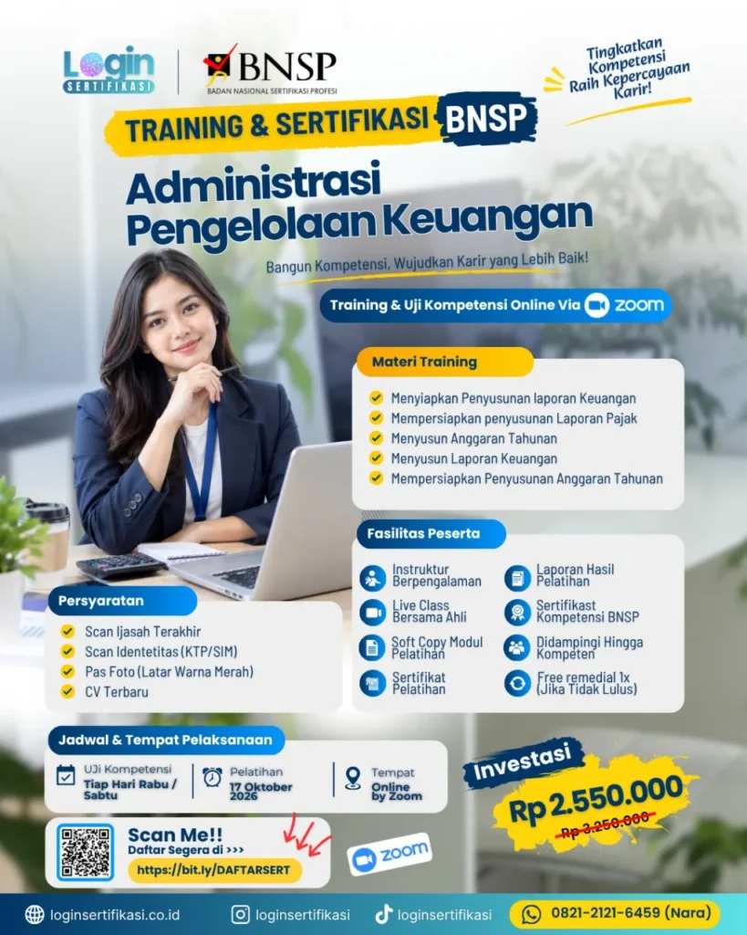 Sertifikasi BNSP Administrasi Pengelolaan Keuangan Okt 26