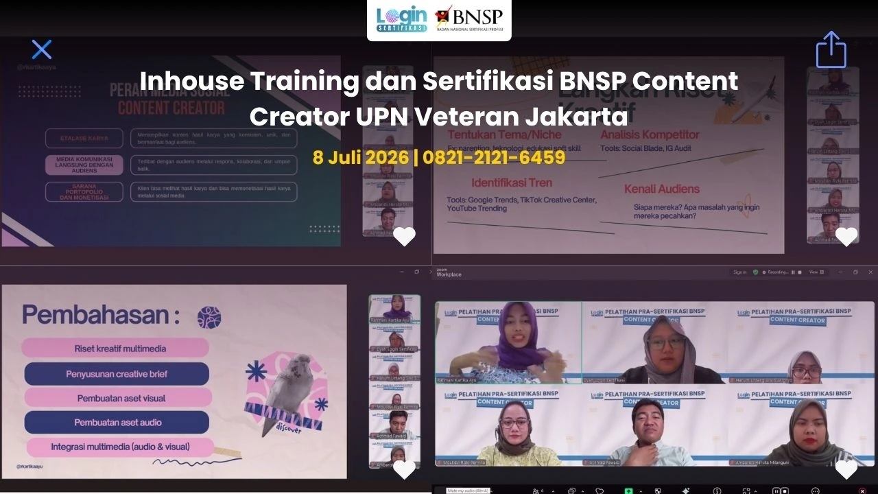 Training dan Sertifikasi BNSP Content Creator UPN Veteran Jakarta