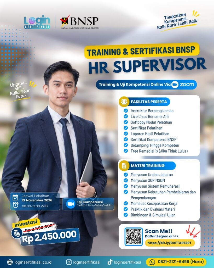 Sertifikasi BNSP HR Supervisor Nov 2026