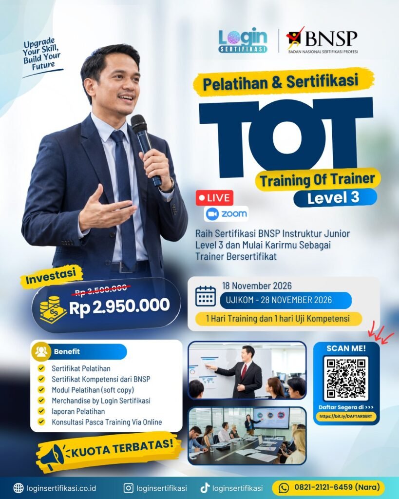 Sertifiaksi BNSP ToT Level 3 Nov 2026