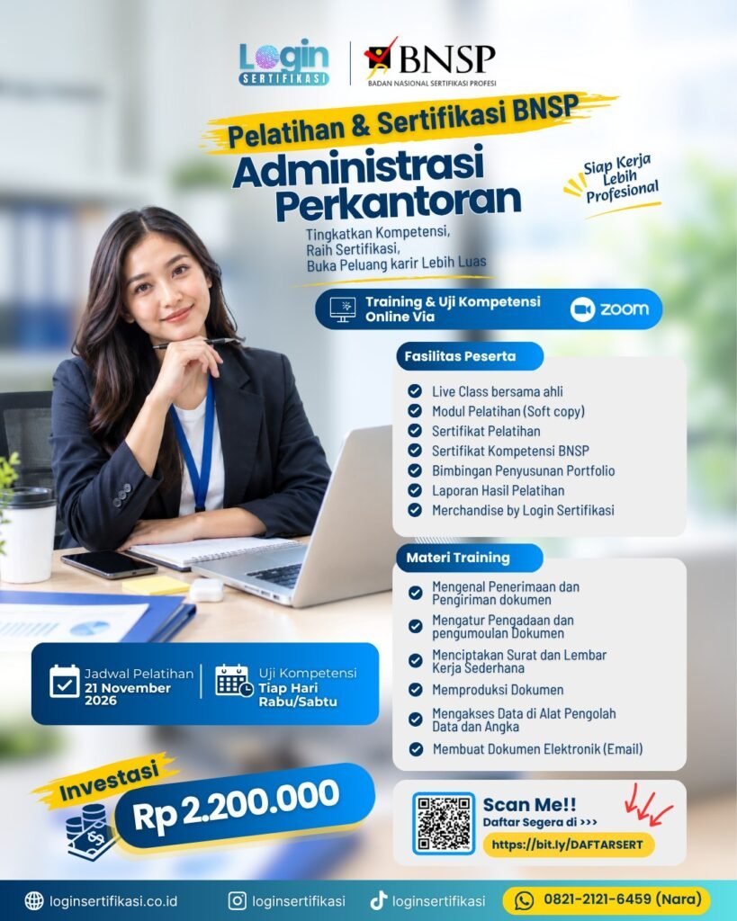 Sertifikasi BNSP Administrasi Perkantoran Nov 2026